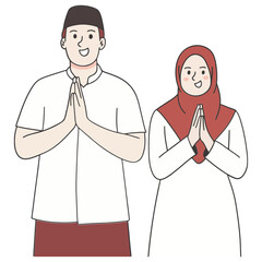 Muslim couple greeting eid al-fitr