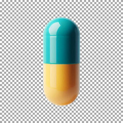 A single, colorful capsule, Colorful Capsule Pill on transparent background, png, psd
