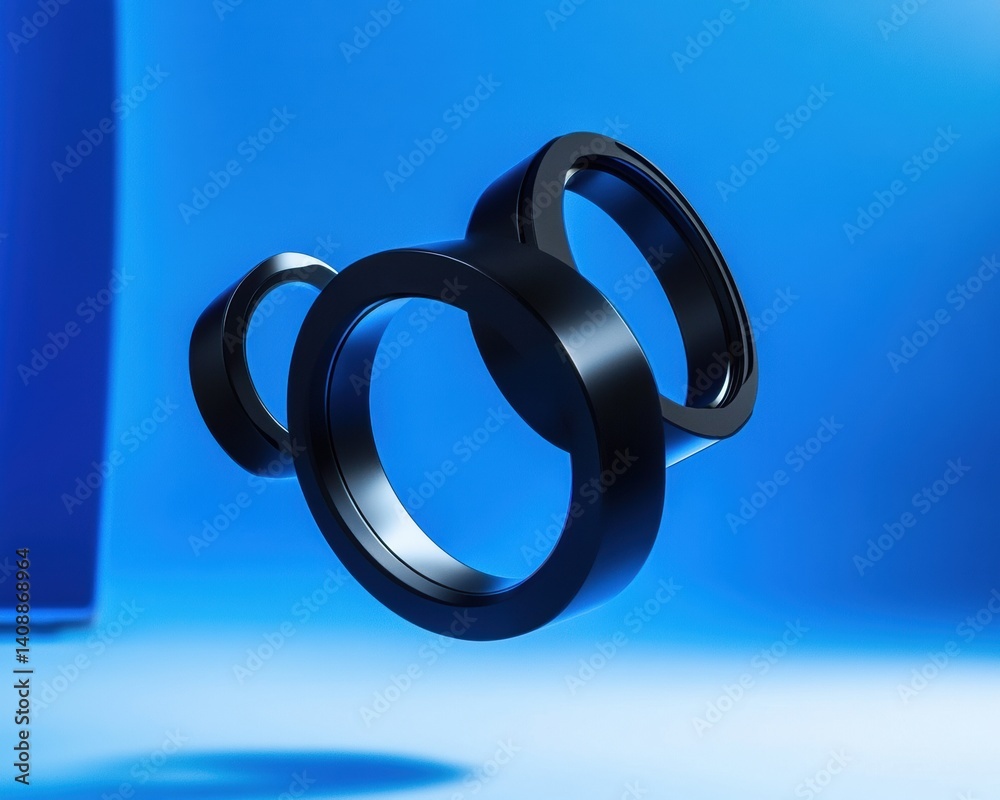 Aufkleber futuristic wearable tech sleek black smart rings revolutionizing personal optimization with cutting-