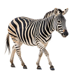 Fototapeta premium zebra walking towards the camera isolated on white background PNG