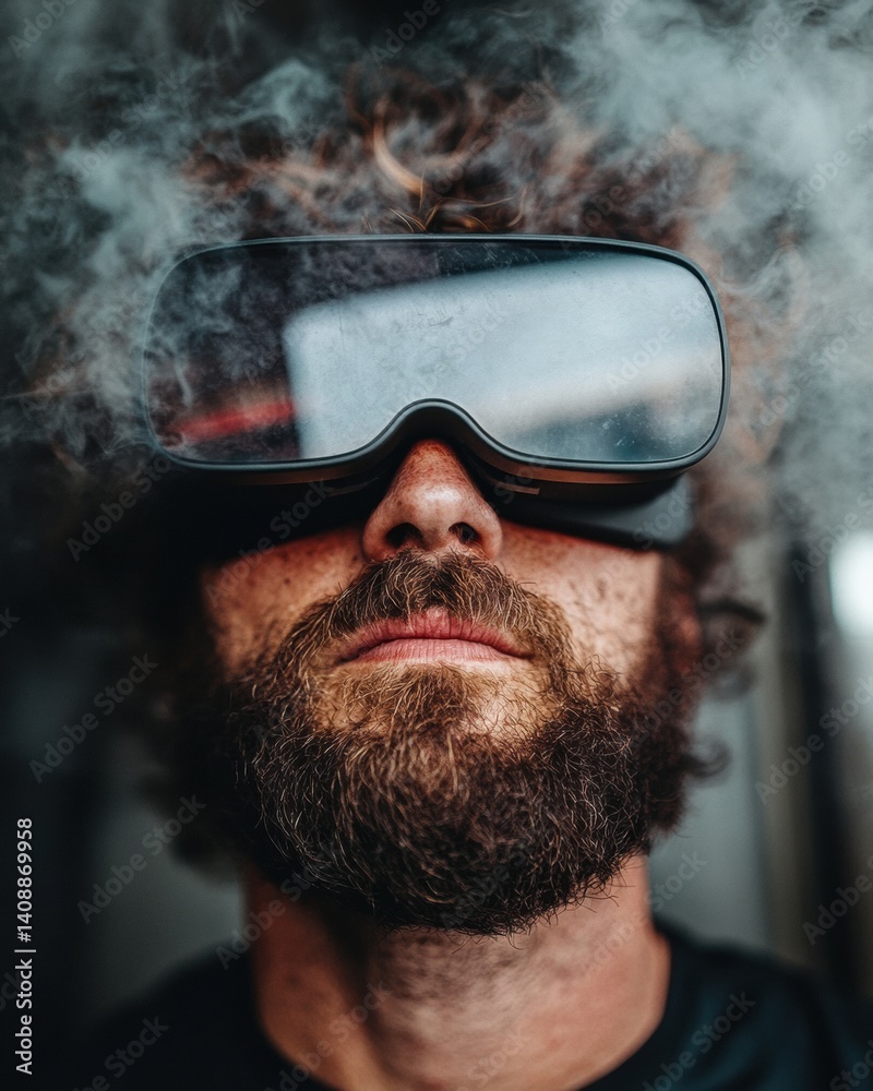 Aufkleber immersive tech frontier next-gen virtual reality experience with atmospheric depth - cutting-edge mi
