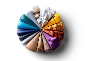 A colorful pie chart made of different colored pieces of food