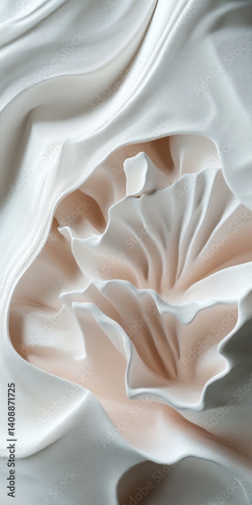 Leinwandbilder organic sculptural texture design soft scalloped fabric abstraction exploring fluid forms in minimal