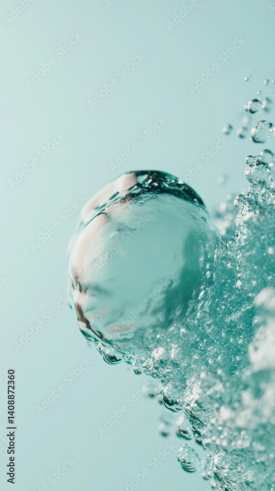 Aufkleber molecular hydration revolution microscopic water droplet dynamics in translucent aqua texture - cutt