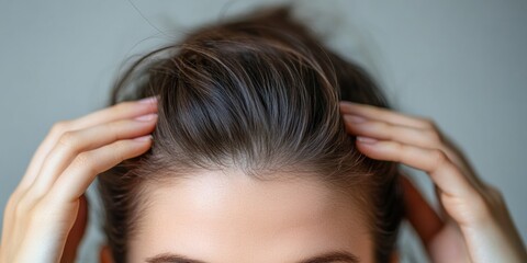 Fototapeta premium Mindful Hair Health Insights Gen Z Wellness Meets Advanced Scalp Diagnostics - Empowering Early Intervention for Follicular Resilience and Personalized Aesthetic Confidence