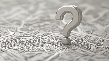 Dynamic question mark with flowing map patterns