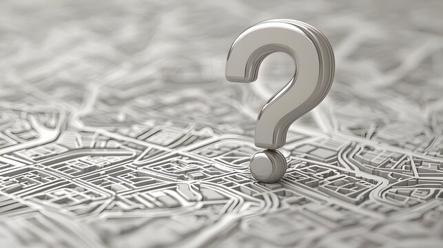 Dynamic question mark with flowing map patterns