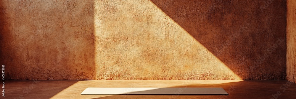 Poster minimalist wellness sanctuary desert-inspired meditation studio with soft textural light - mindful d