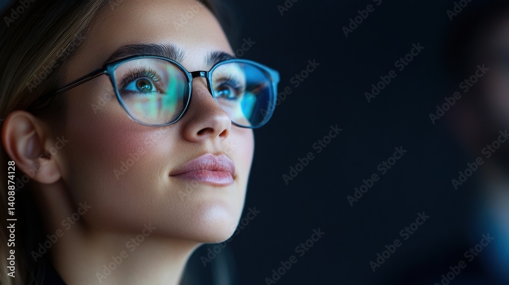 Poster futuristic digital vision ai-enhanced professional reflection in sleek eyewear - innovative tech min
