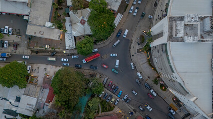 Aerial view of intersection in town of Tamarindo Costa Rica