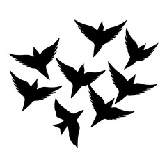 Black Silhouette Flying Birds Pattern Flock Graphic Resource Minimalist Design Freedom Concept Wildlife Animal