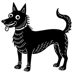 Black Dog Cartoon Character Isolated On White Background Vector Illustration Friendly Canine Design With Collar And Tongue