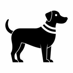 Isolated Dog Silhouette With Collar Standing Calmly Minimalist Style Pet Animal Vector Illustration Canine Companion Graphic