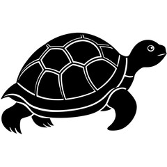 Stylized Silhouette Of A Sea Turtle With Detailed Shell Isolated Against A Clean White Backdrop