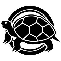 Obraz premium Simple Black Turtle Graphic With Arcs Silhouette Vector Illustration For Logo Design And Icon Usage