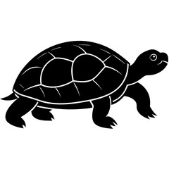 Elegant Turtle Silhouette With Detailed Shell Design Isolated On White Background Perfect For Artworks And Projects
