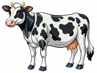 Cartoon Illustration Of A Holstein Cow With Detailed Features And Realistic Shading Isolated On White Background