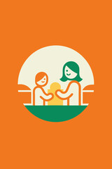 Stylized Mother And Child Interaction Design Concept Representing Family Love Togetherness And Childhood Joy In Bright Vibrant Colors