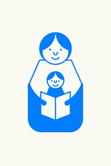 Stylized Illustration Of A Mother Reading To A Child Minimalist Vector Design Depicting Family Bonding And Early Childhood Education