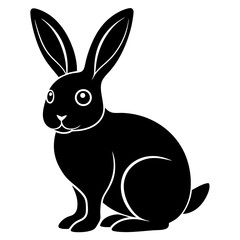 Black And White Vector Illustration Of A Cute Rabbit Seated Easter Bunny With Long Ears And Minimalist Design