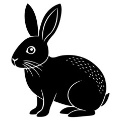 Stylized Black Rabbit Vector Illustration With White Accents Isolated On White Background For Graphic Design