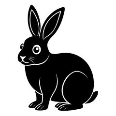 Silhouette Illustration Of A Sitting Rabbit In Black And White Vector Graphic Minimalist Animal Icon Elegant