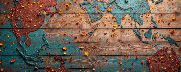 Fototapeta premium Distressed wood texture with intricate grunge patterns, resembling worn stone walls, weathered, grit