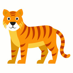 Cartoon Tiger Character Illustration Detailed Flat Vector Design Perfect For Kids Children And Animal Lovers Great For Educational And Fun Projects