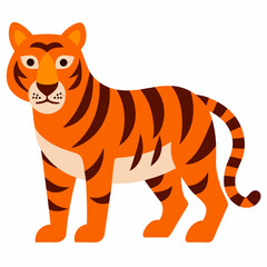 Cartoon Tiger Illustration Cute Orange Wildcat Design Flat Vector Graphic Of A Tiger Animal Illustration