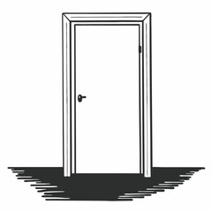 Hand Drawn Doorway Illustration With Shadow For Architectural Design And Interior Decor Projects Minimalist Style