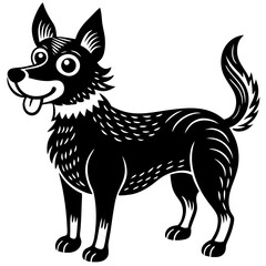 Playful Black And White Dog Illustration Graphic Canine Animal Clipart Isolated Design Pet Mammal