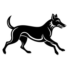 Elegant Black And White Vector Graphic Of A Running Dog For Logo Design Or Illustration Purposes