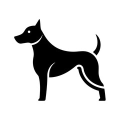 Elegant Black Dog Silhouette Standing Sideways Isolated On White Background For Minimalist Pet Design Projects