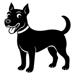 Cartoon Dog Silhouette Happy Canine With Collar Vector Illustration Friendly Pet Design Element Isolated On White Background