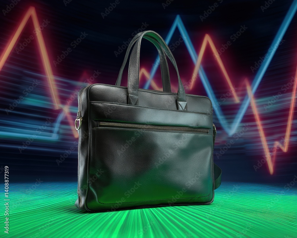 Aufkleber cyberpunk professional leather briefcase high-performance digital nomad bag with retro synthwave aes