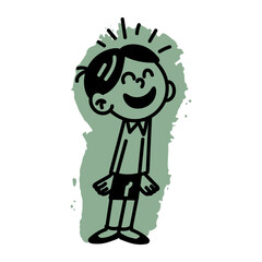 Obraz premium A smiling character icon in hand drawn style 