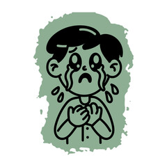 A character crying hard, hand drawn icon 
