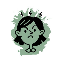 A hand drawn icon of an infuriated character 

