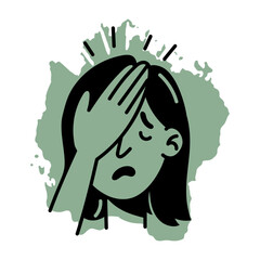 A character doing a head slap, hand drawn icon 
