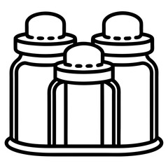 Salt And Pepper Condiment Shakers Simple Line Art Icon For Kitchen Cooking And Dining Design For Web Design And Application