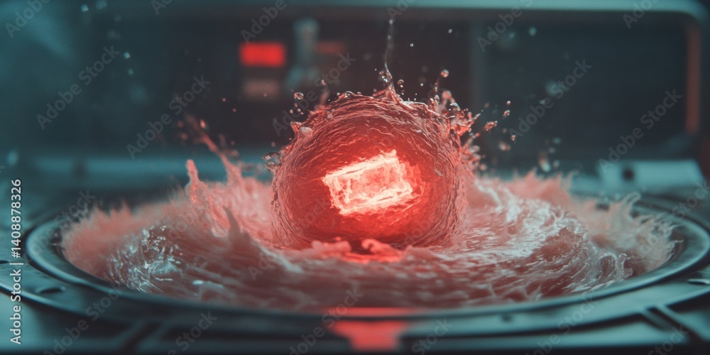 Aufkleber Quantum Fluid Dynamics Luminescent Data Collision Visualization in High-Performance Scientific - Cutting-Edge Research and Digital Simulation Technology