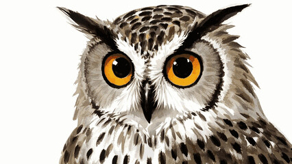 Ethereal owl isolated watercolor vector illustration svg