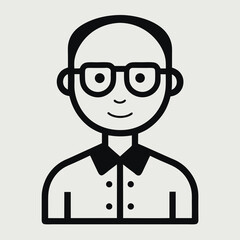 Illustration Of Bald Man With Glasses Wearing A Shirt For Business Or Professional Themes Minimalist Design