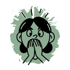 A hand drawn icon of an astounded character 

