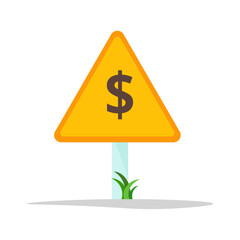 Yellow Dollar Money Warning Sign Icon Illustration