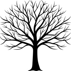 Obraz premium Silhouette Of A Bare Tree With Branches On White Background Vector Illustration For Design And Decoration