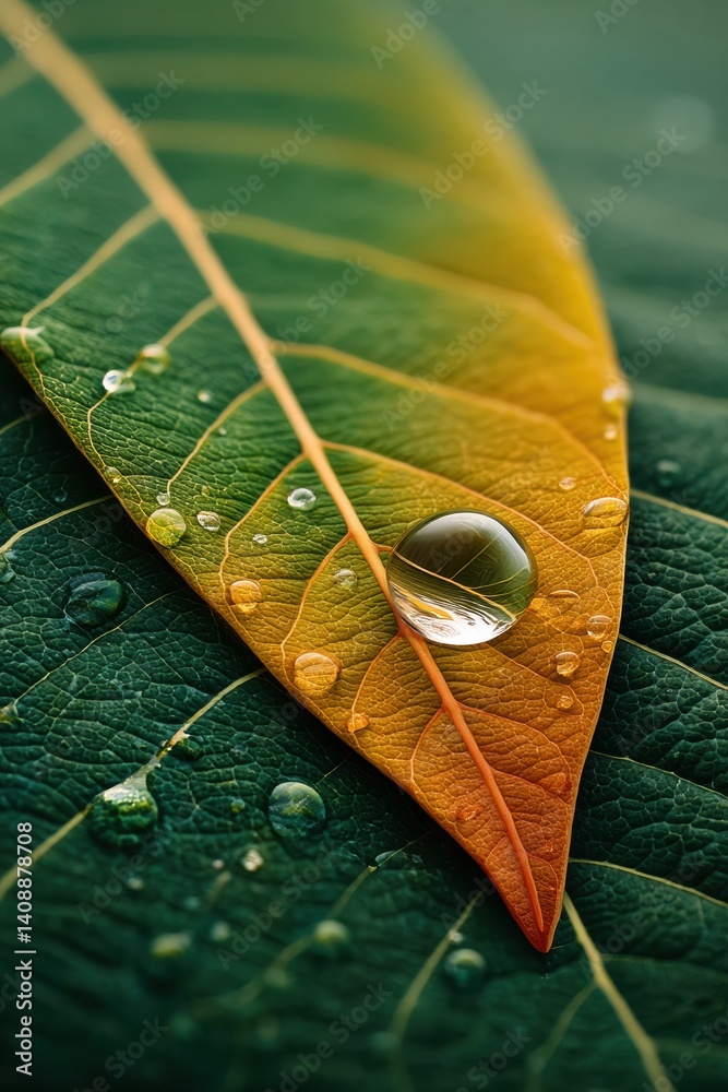 Aufkleber eco-innovative climate solution macro leaf droplet visualizing carbon reduction strategy with sustai