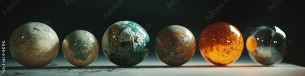 Aufkleber global evolution visualization hyper-realistic chronological earth transformation spheres - climate 