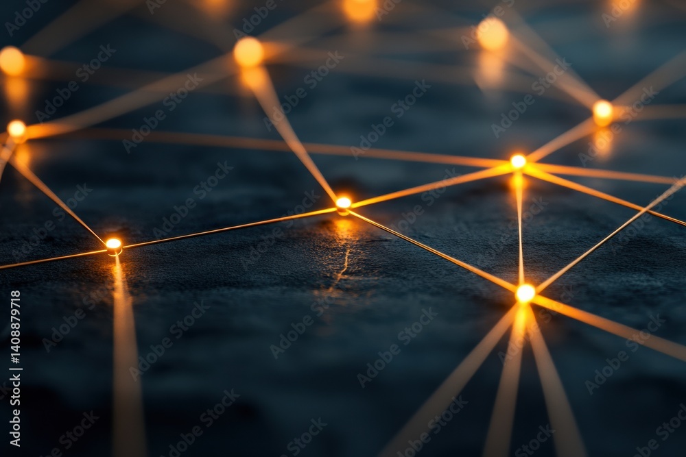 Poster Quantum Cryptography Visualization Luminescent Network Topology Revealing Secure Digital Infrastructure for Next-Gen Blockchain and Decentralized Technology Ecosystems