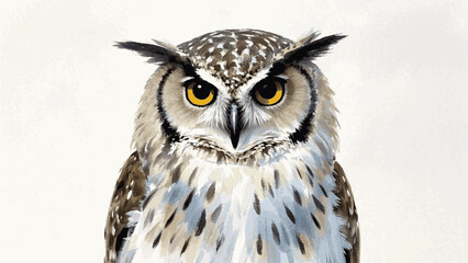 Wise watercolor wings owl isolated vector illustration svg